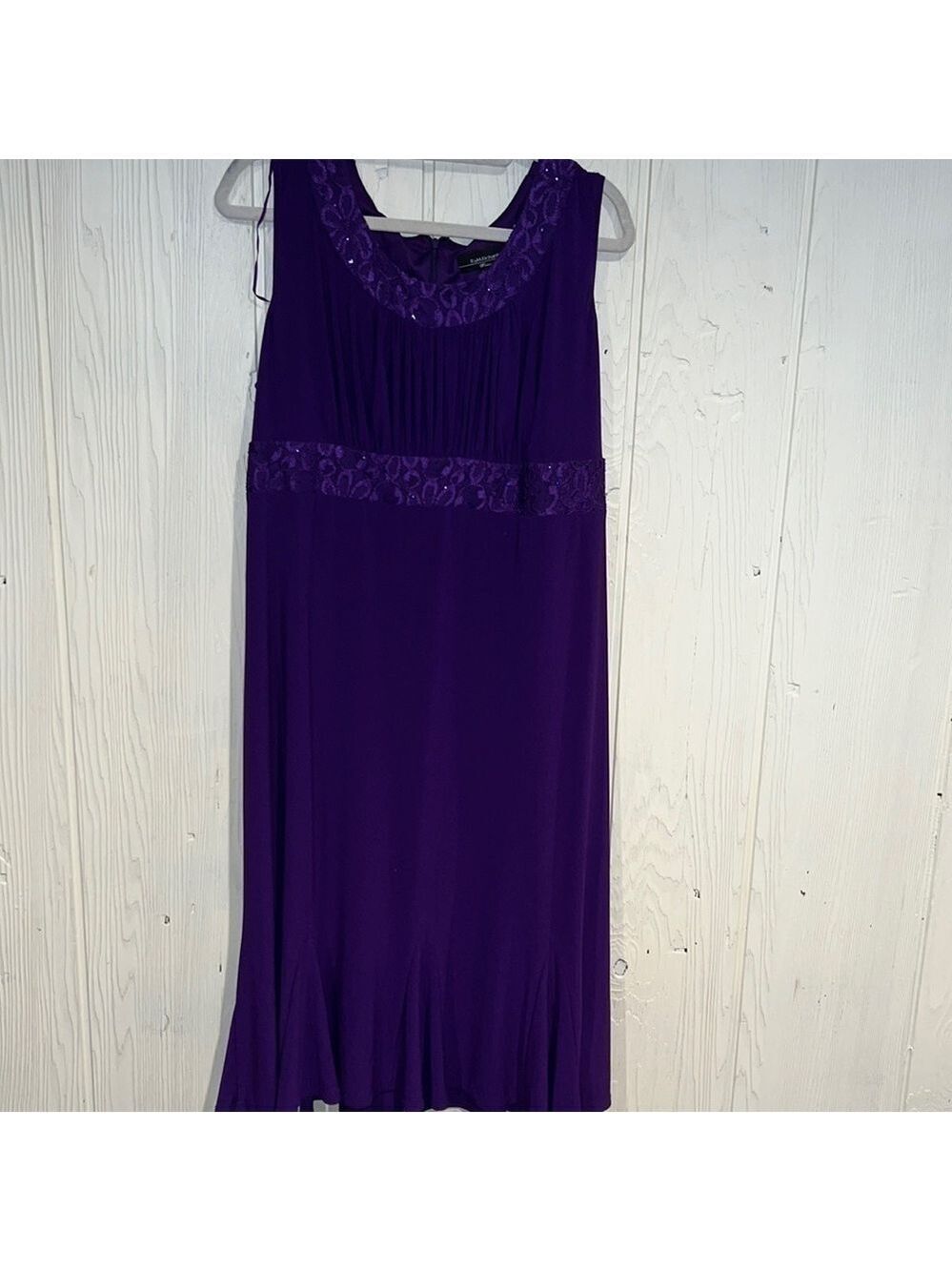 R and M Richards Purple Sleeveless Sequin Dress 14W